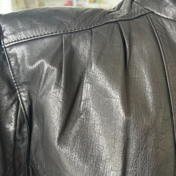 Vintage Black Leather Cropped biker jacket size 10 - Picture 6 of 11
